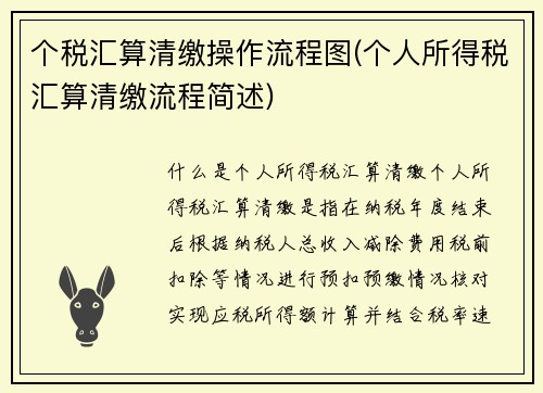 个税汇算清缴操作流程图(个人所得税汇算清缴流程简述)